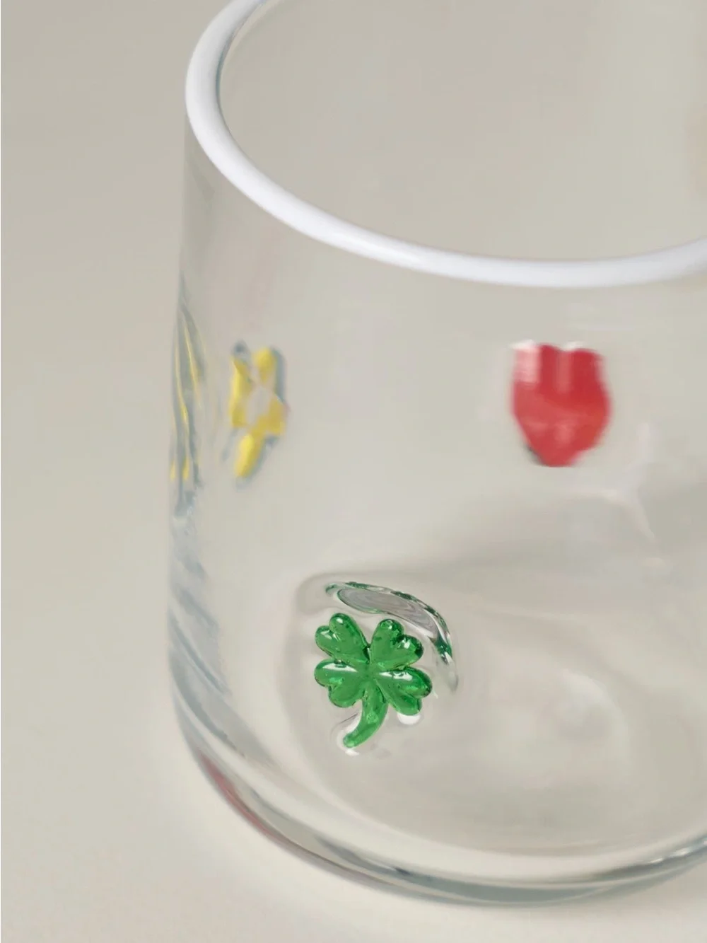 🍀Anthropologie Luck Glass Juice Icon Rainbow Shamrock Clover Heart New Set of 2